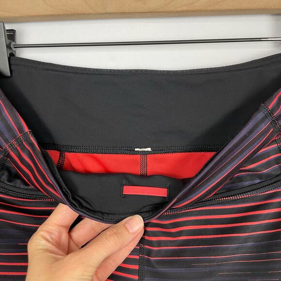 Lululemon | Pace Rival Crop Orange Coral Striped Mid Rise Athletic Leggings - Picture 14 of 14